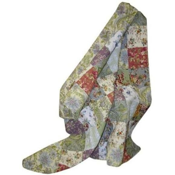 Greenland Home Patchwork Quilted Throw Blanket Floral Cotton Reversible - Picture 5 of 7